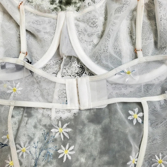 INC International Concepts Daisy-Embroidered Babydoll Lingerie Chemise - Picture 7 of 9